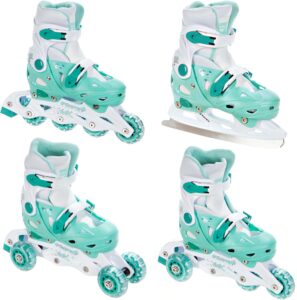 RAVEN 4in1 Inline Skates Triskates Rollschuhe Schlittschuhe Inliner für Kinder Mädchen Jungen verstellbar